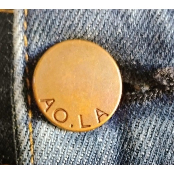 AO.LA by Alice + Olivia High Rise Straight Crop Jeans Size 27 Blue Raw Hem - Picture 3 of 9